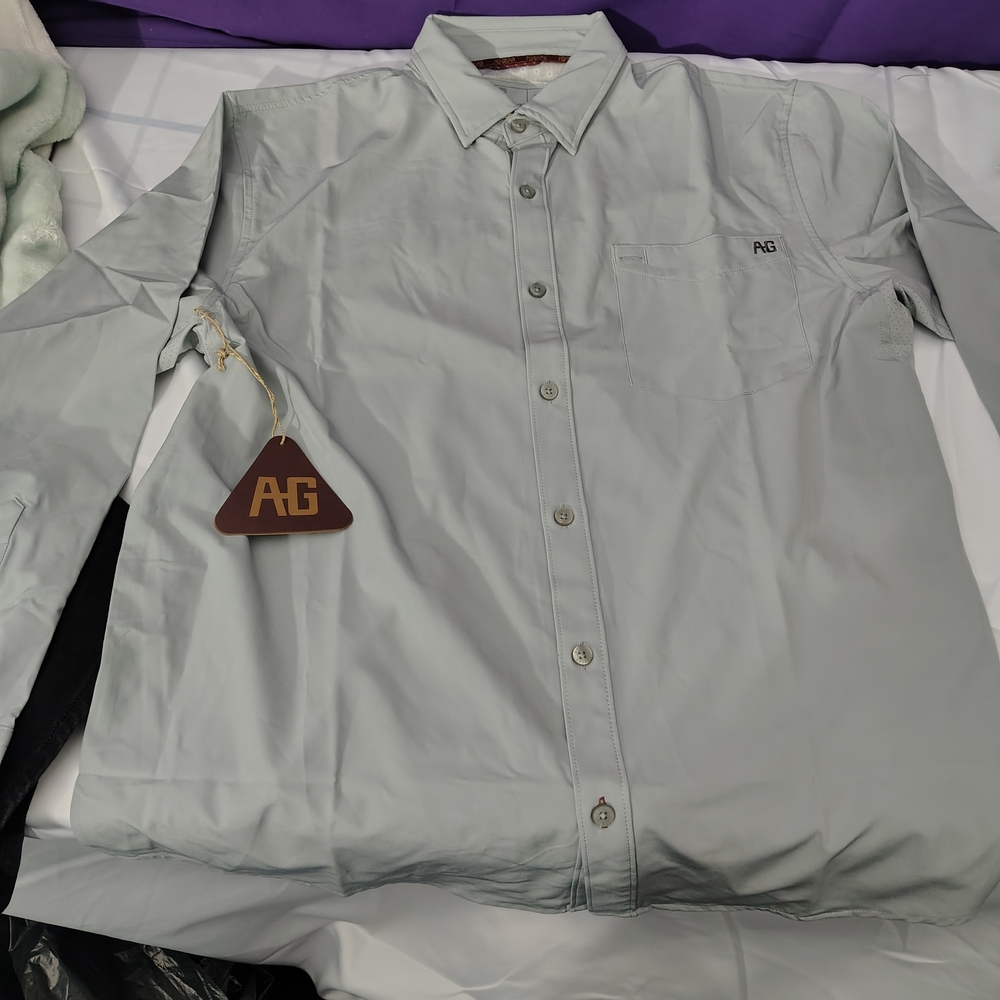 Ag Adriano Goldschmied Men's Gray Button Down Shirt